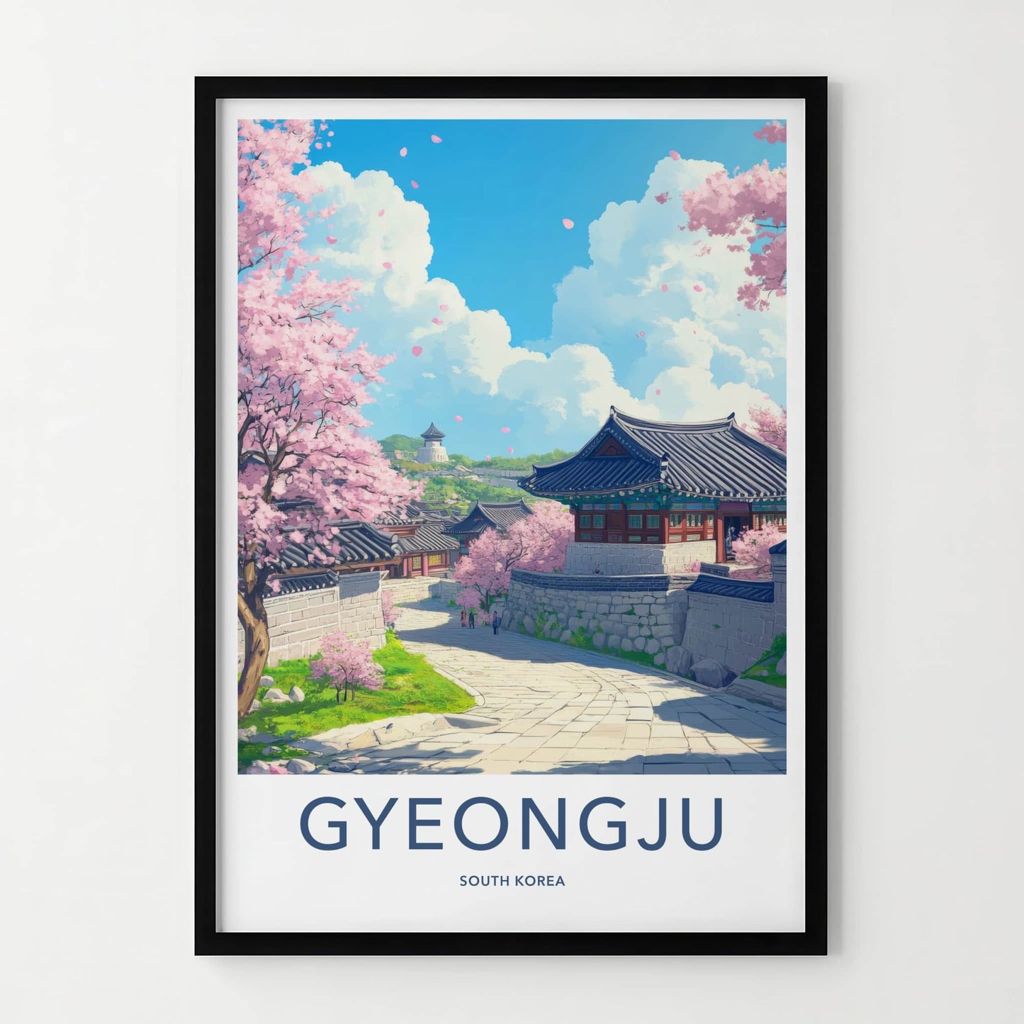 Gyeongju Poster - South Korea Travel Art - Cherry Blossoms Pathway Home Decor