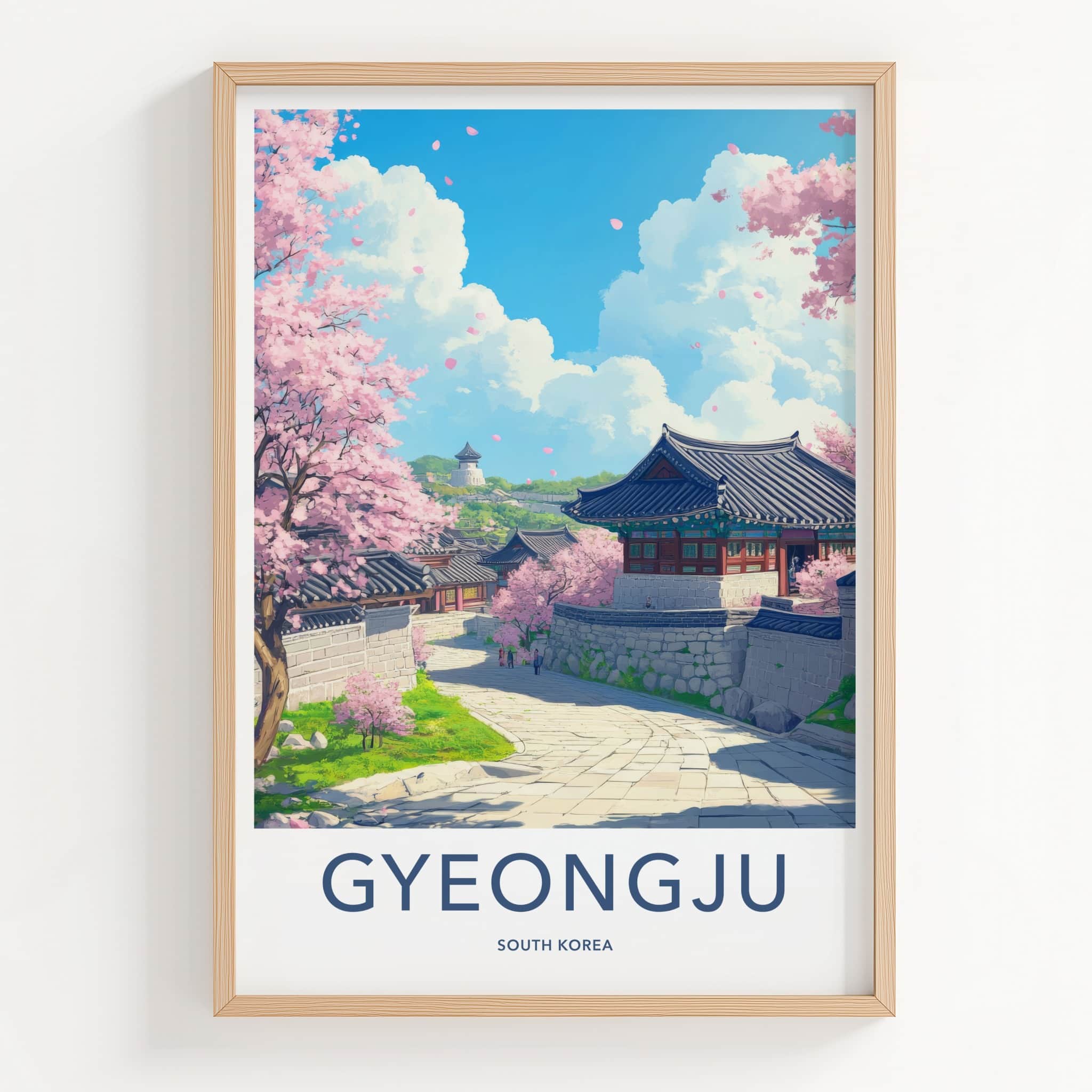 Gyeongju Poster - South Korea Travel Art - Cherry Blossoms Pathway Home Decor