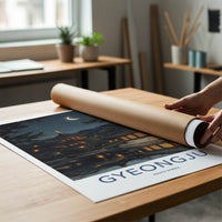 Gyeongju Poster - South Korea Travel Art - Moonlit Temple Pond Wall Decor