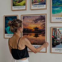 Gyeongju Poster - South Korea Travel Art - Temple Sunset Reflection Home Decor