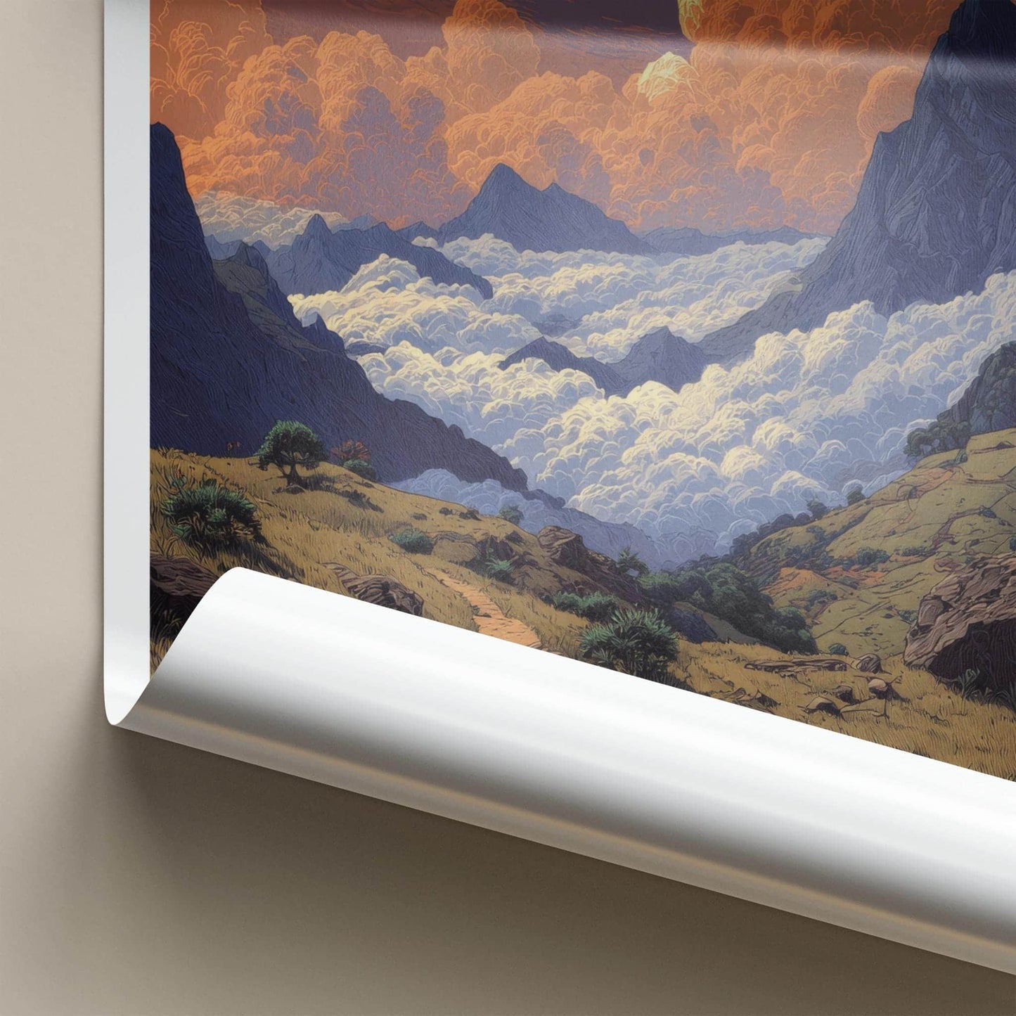 Ha Giang Poster - Vietnam Travel Art - Cloudy Mountain Path Wall Decor