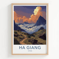 Ha Giang Poster - Vietnam Travel Art - Cloudy Mountain Path Wall Decor