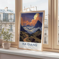 Ha Giang Poster - Vietnam Travel Art - Cloudy Mountain Path Wall Decor