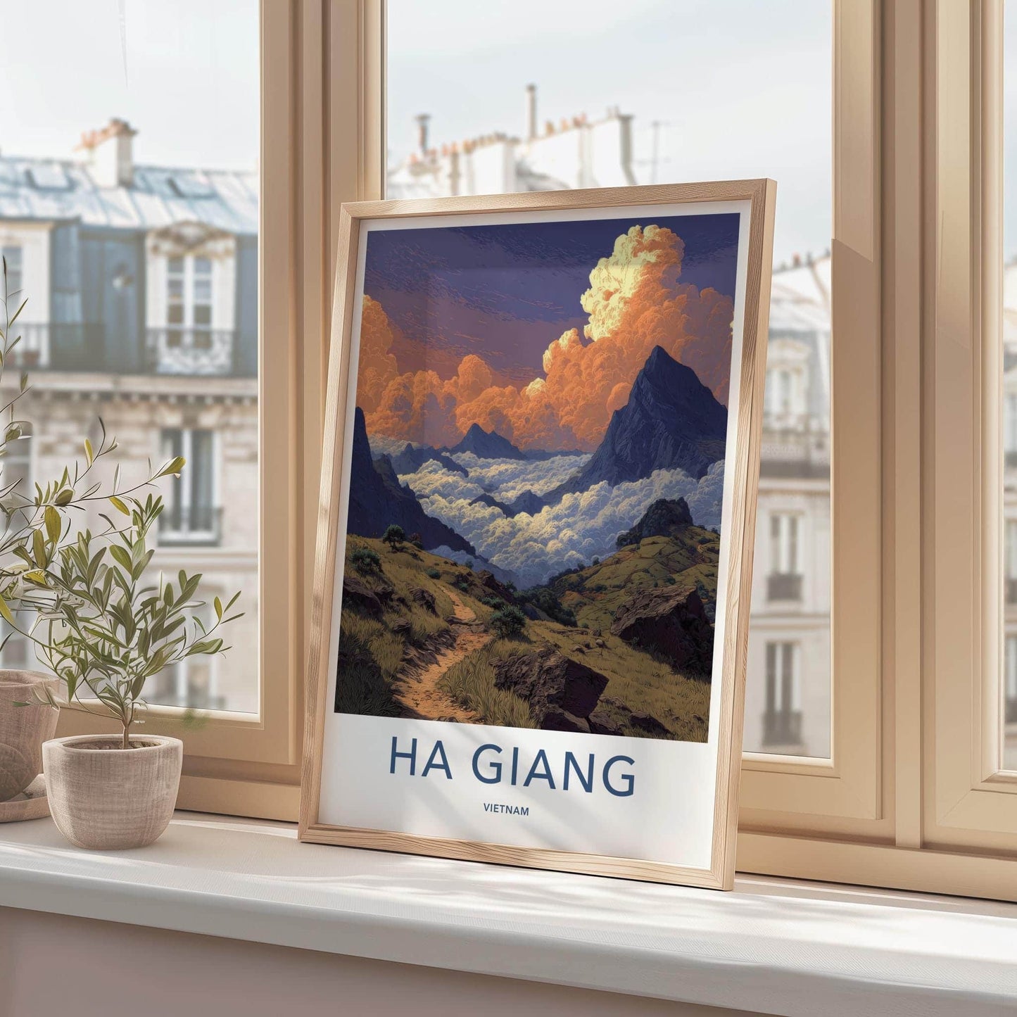 Ha Giang Poster - Vietnam Travel Art - Cloudy Mountain Path Wall Decor
