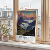 Ha Giang Poster - Vietnam Travel Art - Cloudy Mountain Trail Home Decor