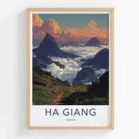 Ha Giang Poster - Vietnam Travel Art - Cloudy Mountain Trail Home Decor