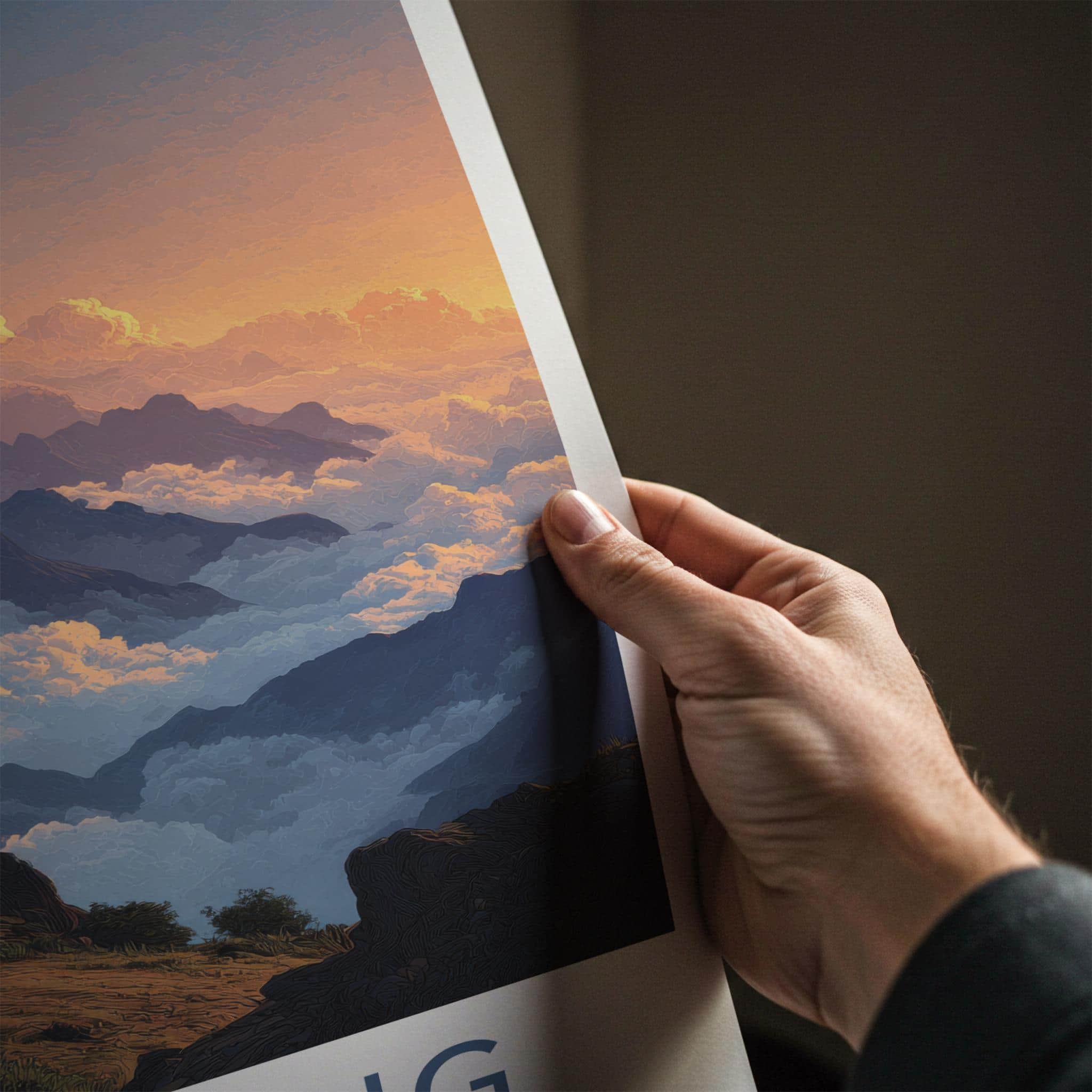 Ha Giang Poster - Vietnam Travel Art - Golden Cloud Peaks Wall Decor