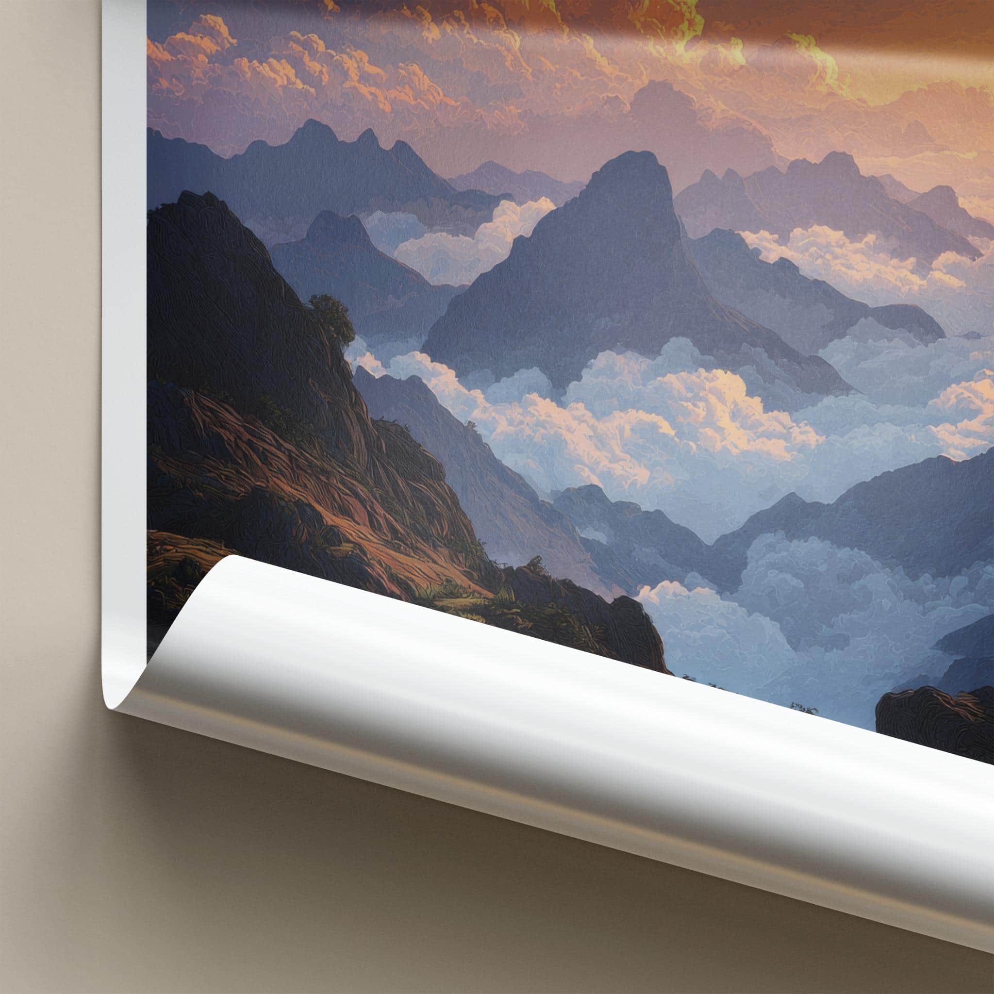 Ha Giang Poster - Vietnam Travel Art - Golden Cloud Peaks Wall Decor