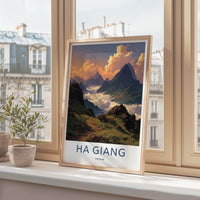 Ha Giang Poster - Vietnam Travel Art - Misty Mountain View Wall Decor