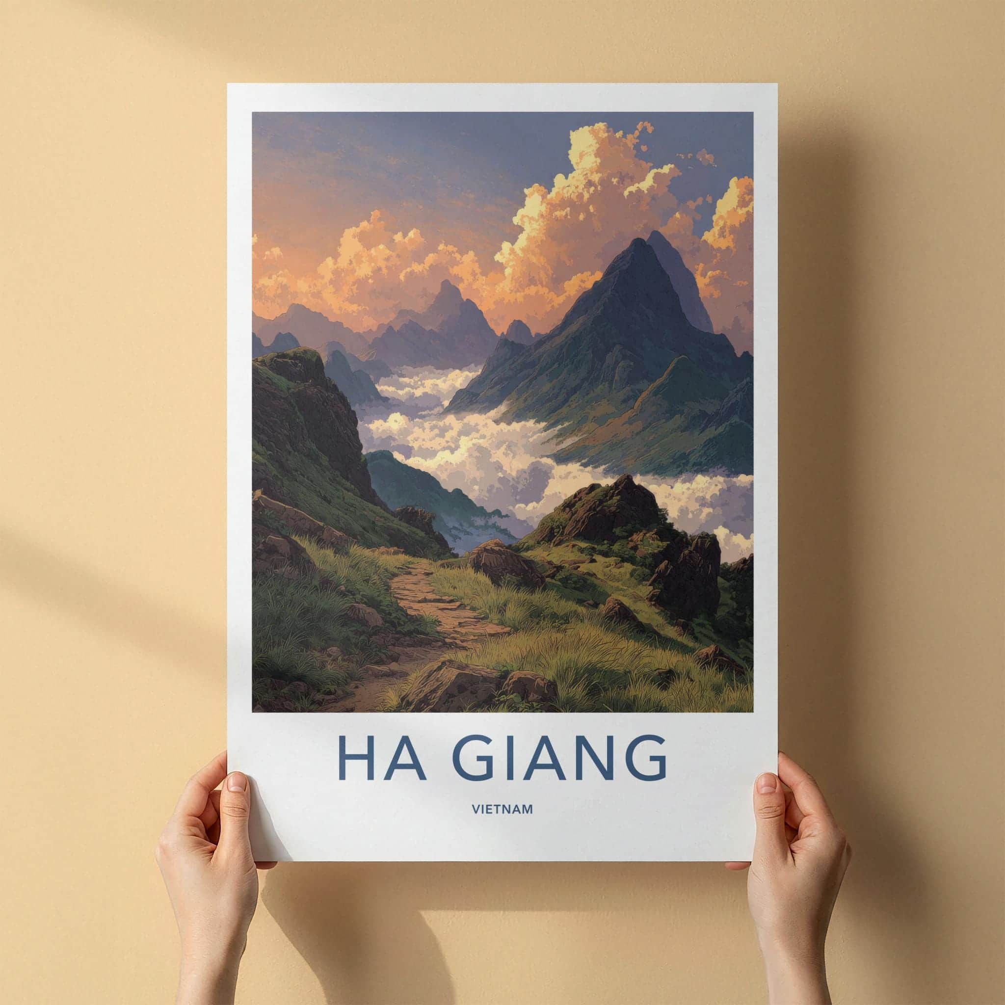 Ha Giang Poster - Vietnam Travel Art - Misty Mountain View Wall Decor