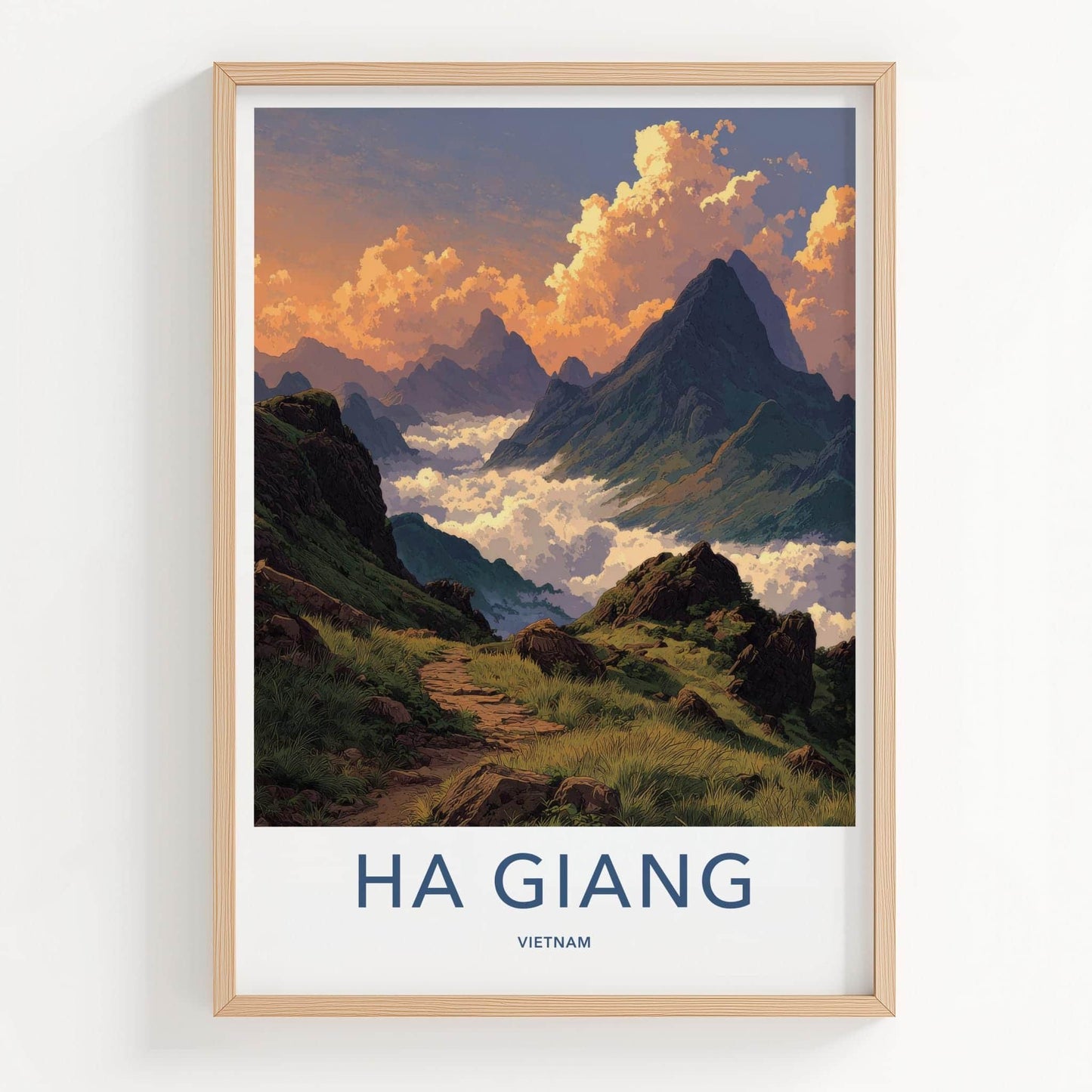 Ha Giang Poster - Vietnam Travel Art - Misty Mountain View Wall Decor
