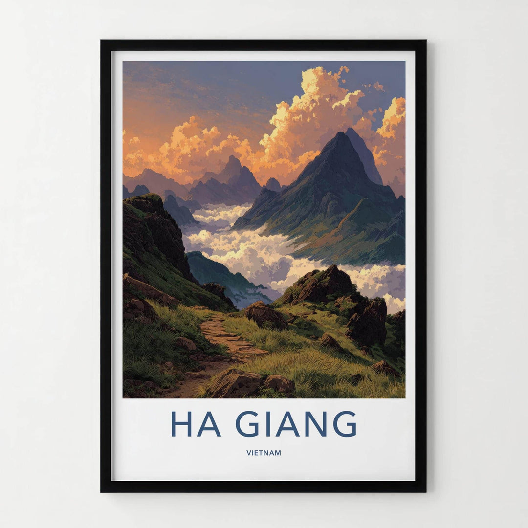 Ha Giang Poster - Vietnam Travel Art - Misty Mountain View Wall Decor