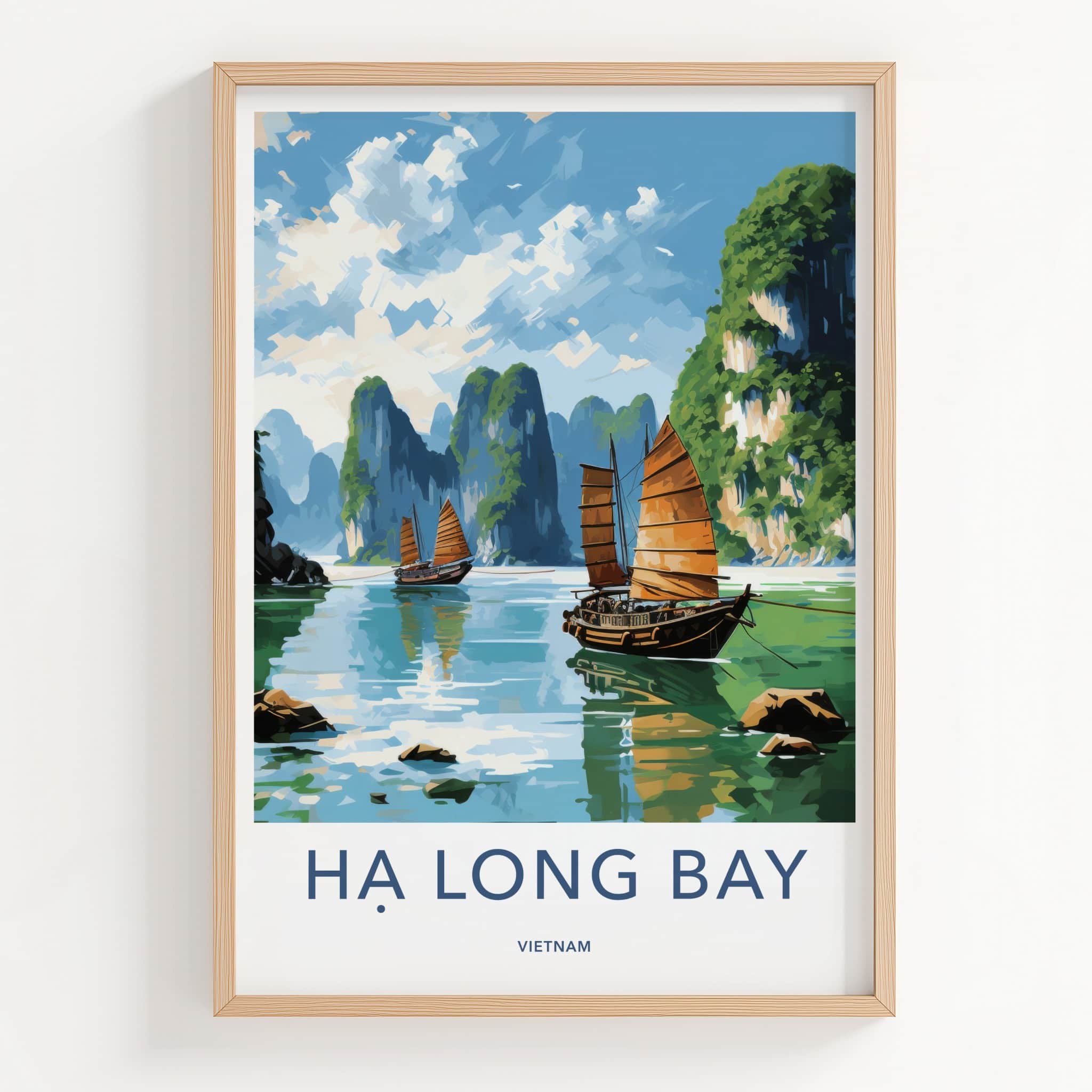 Ha Long Bay Poster - Vietnam Travel Art - Scenic Bay Boats Home Decor
