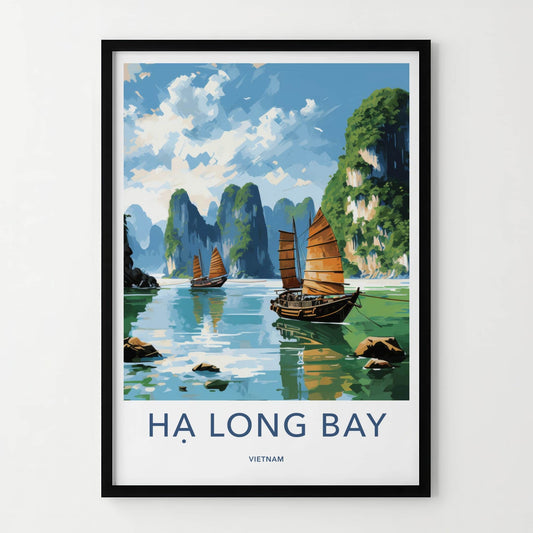 Ha Long Bay Poster - Vietnam Travel Art - Scenic Bay Boats Home Decor