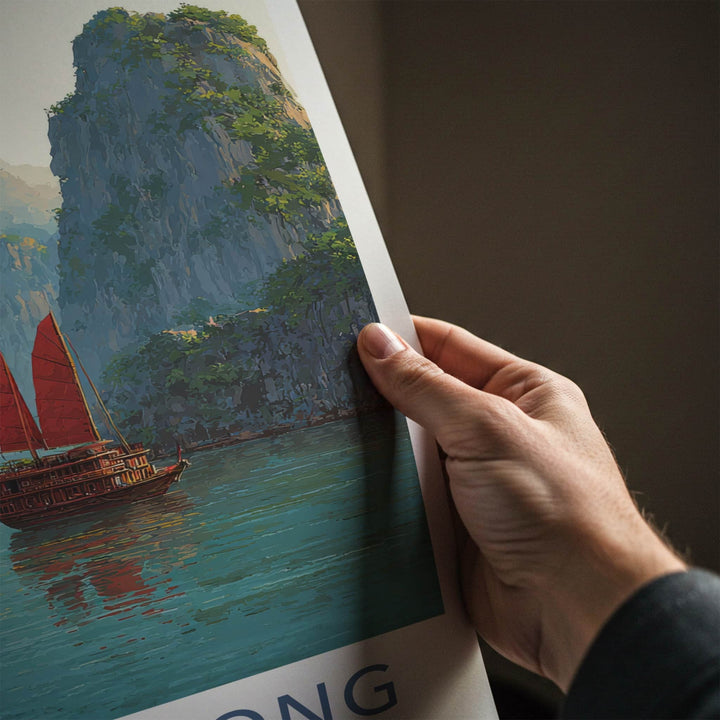 Ha Long Poster - Vietnam Wall Art - Karst Islands Junks Home Decor