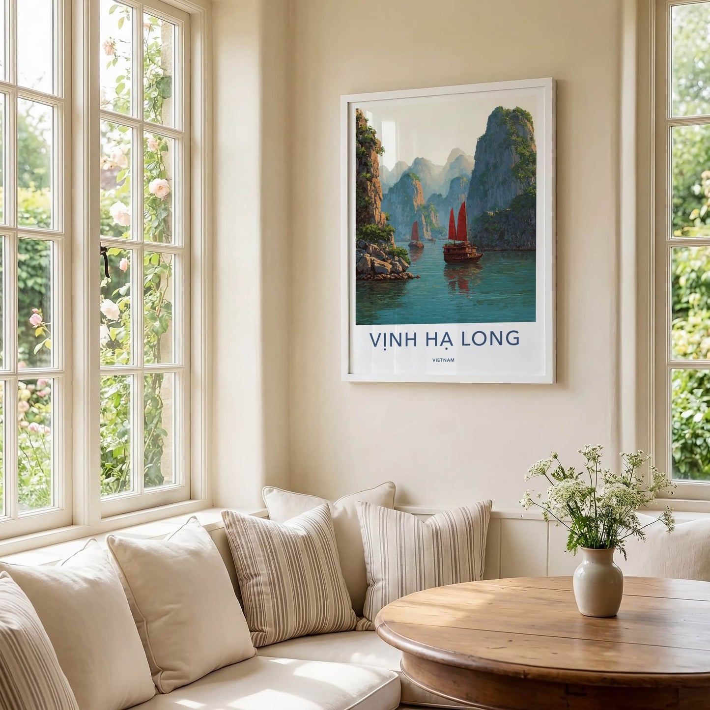 Ha Long Poster - Vietnam Wall Art - Karst Islands Junks Home Decor