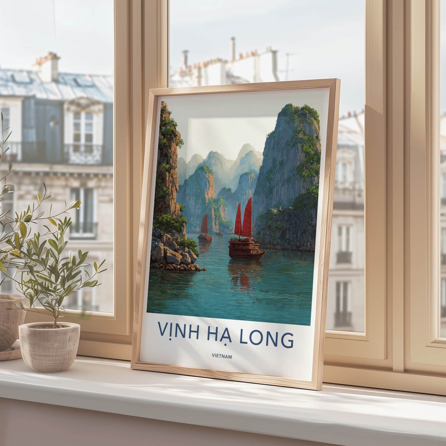 Ha Long Poster - Vietnam Wall Art - Karst Islands Junks Home Decor