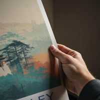 Haa Valley Poster - Bhutan Travel Art - Misty Forest Monastery Home Decor