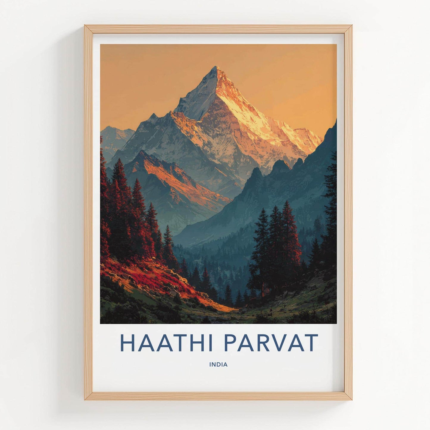 Haathi Parvat Poster - India Scenic Art - Uttarakhand Mountain Sunset Home Decor