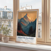 Haathi Parvat Poster - India Scenic Art - Uttarakhand Mountain Sunset Home Decor