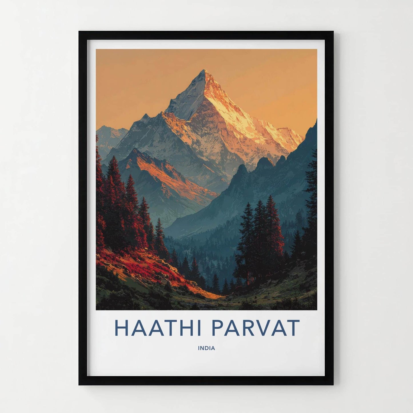Haathi Parvat Poster - India Scenic Art - Uttarakhand Mountain Sunset Home Decor