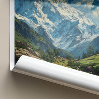 Haathi Parvat Poster - India Travel Art - Uttarakhand Snowy Peaks Valley Home Decor