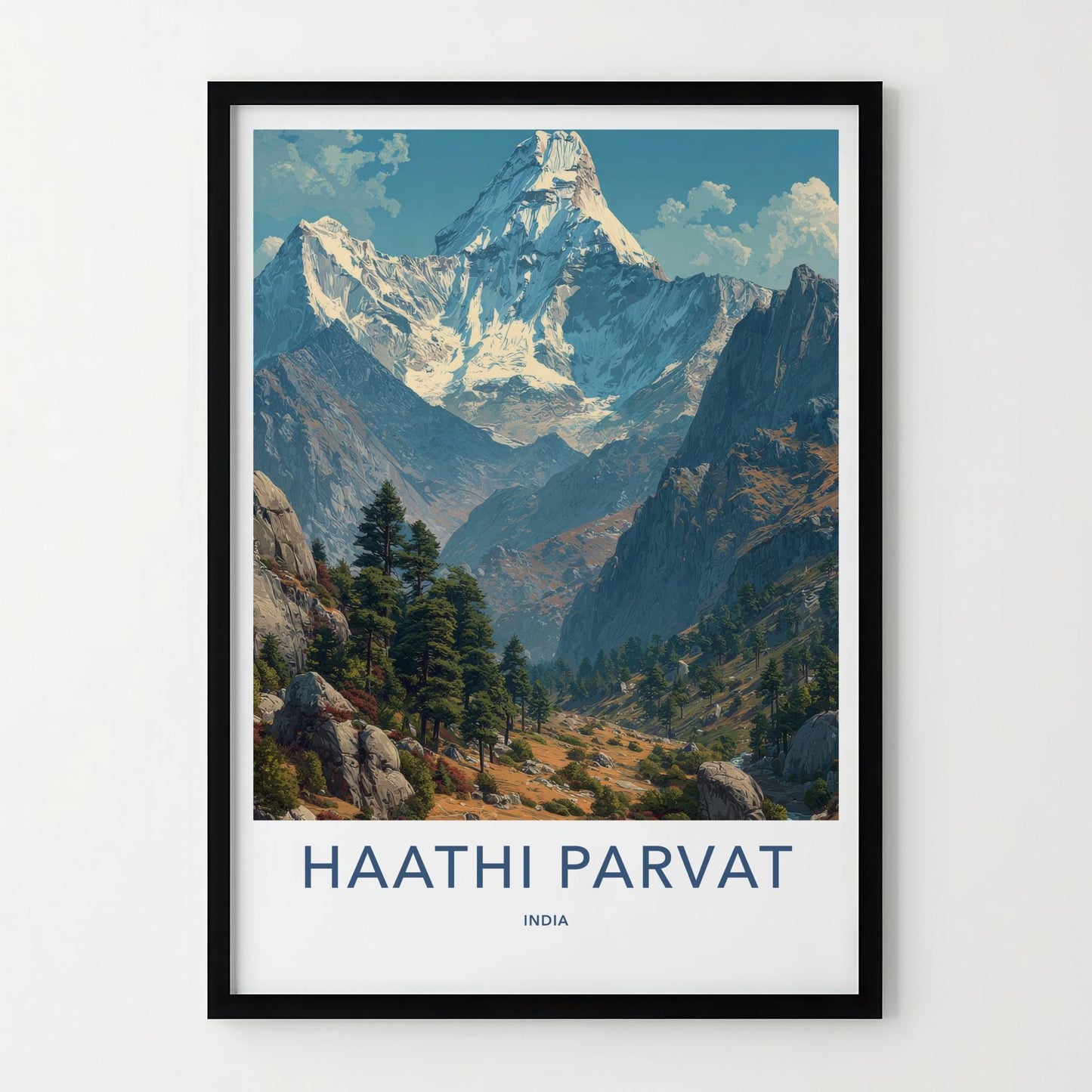 Haathi Parvat Poster - India Wall Art - Uttarakhand Grand Snow Mountain Gift