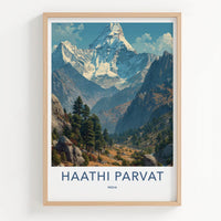 Haathi Parvat Poster - India Wall Art - Uttarakhand Grand Snow Mountain Gift