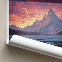 Haathi Parvat Poster - India Wall Art - Uttarakhand Mountain Sunset Lake Home Art