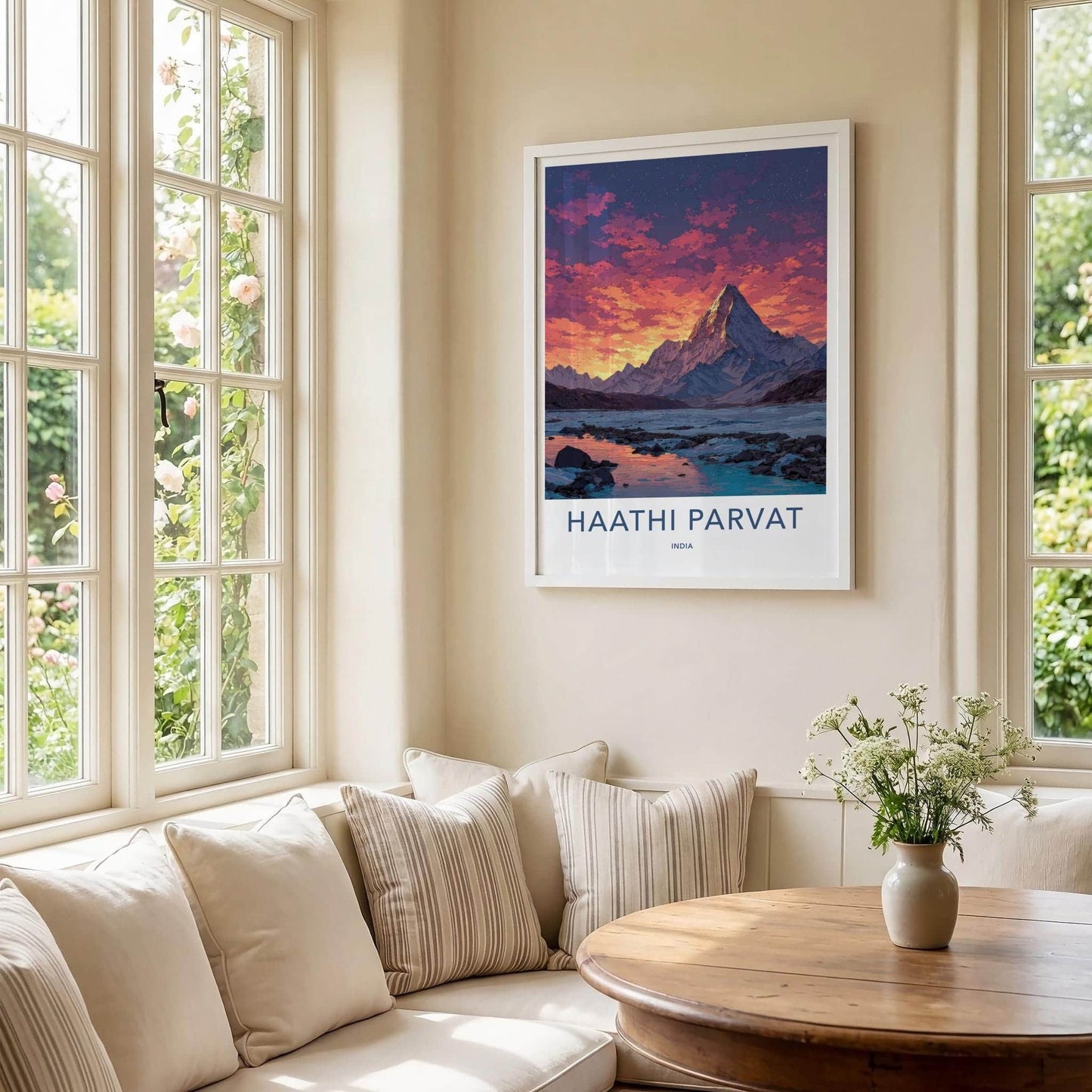 Haathi Parvat Poster - India Wall Art - Uttarakhand Mountain Sunset Lake Home Art