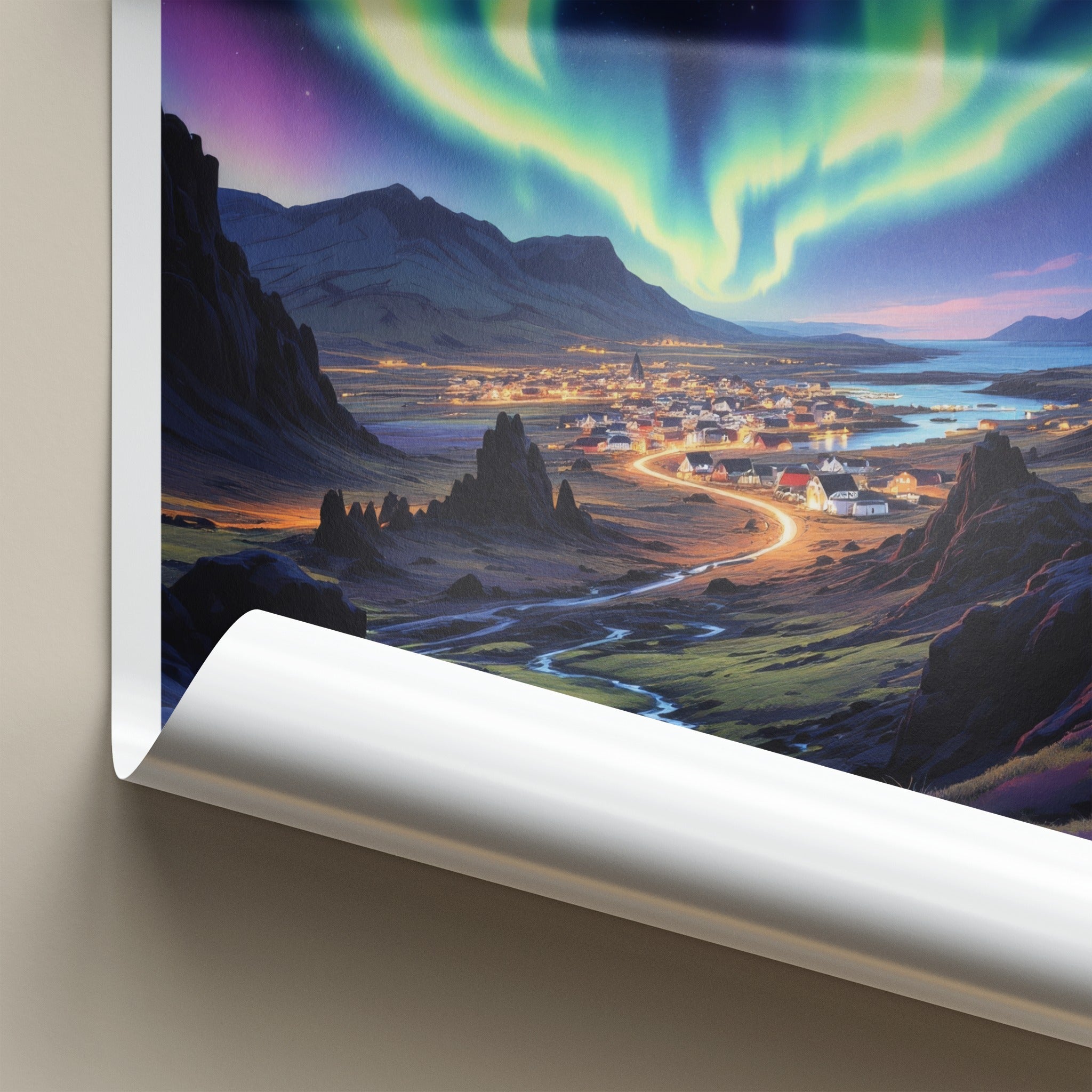 Hafnarfjordur Poster - Iceland Wall Art - Luminous Sky Hues Home Decor