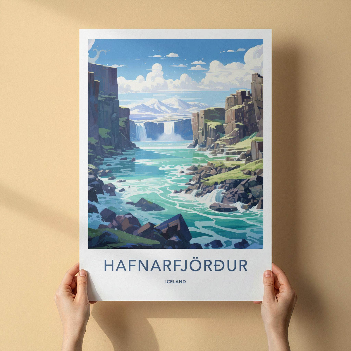 Hafnarfjörður Poster - Iceland Wall Art With Serene Mountain
