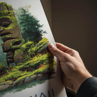 Haida Gwaii Poster - Canada Travel Art - Ancient Totem Poles Wall Decor