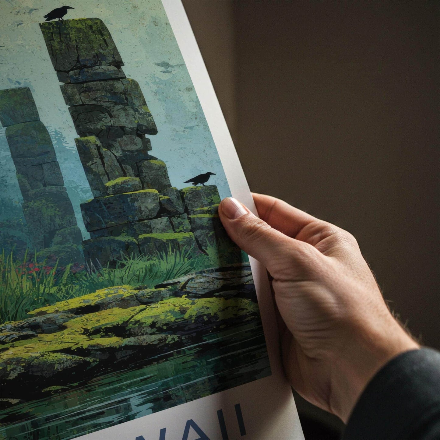 Haida Gwaii Poster - Canada Travel Art - Mossy Stone Pillars Home Decor