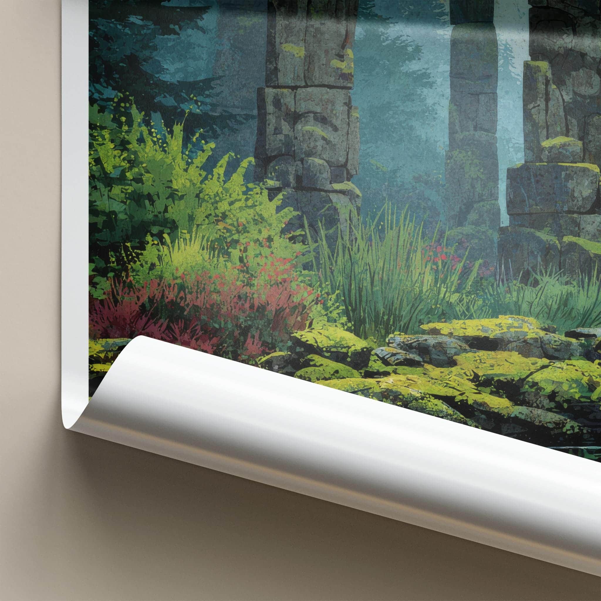 Haida Gwaii Poster - Canada Travel Art - Mossy Stone Pillars Home Decor