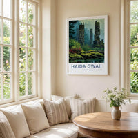 Haida Gwaii Poster - Canada Travel Art - Mossy Stone Pillars Home Decor