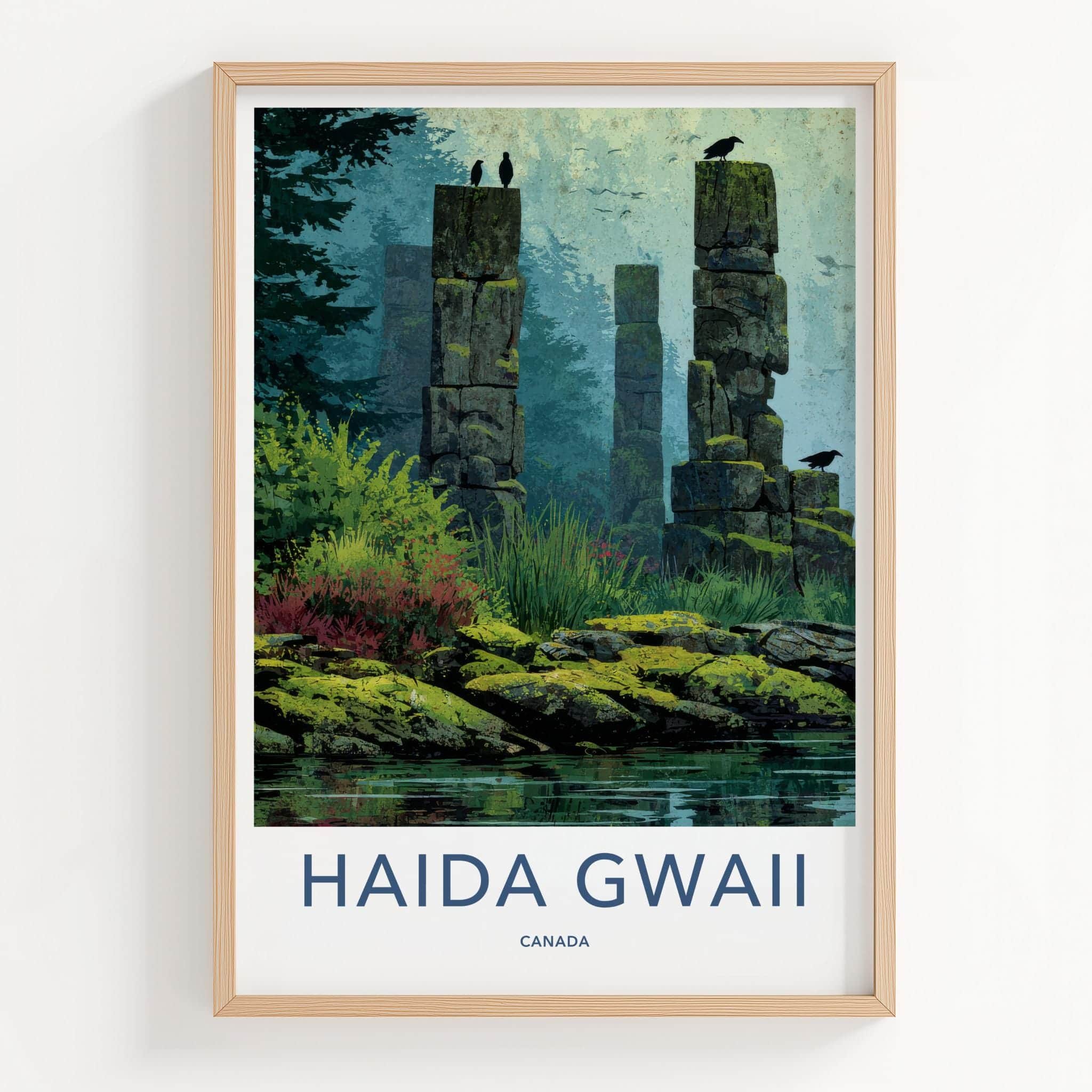 Haida Gwaii Poster - Canada Travel Art - Mossy Stone Pillars Home Decor