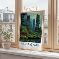 Haida Gwaii Poster - Canada Travel Art - Mossy Stone Pillars Home Decor