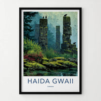 Haida Gwaii Poster - Canada Travel Art - Mossy Stone Pillars Home Decor