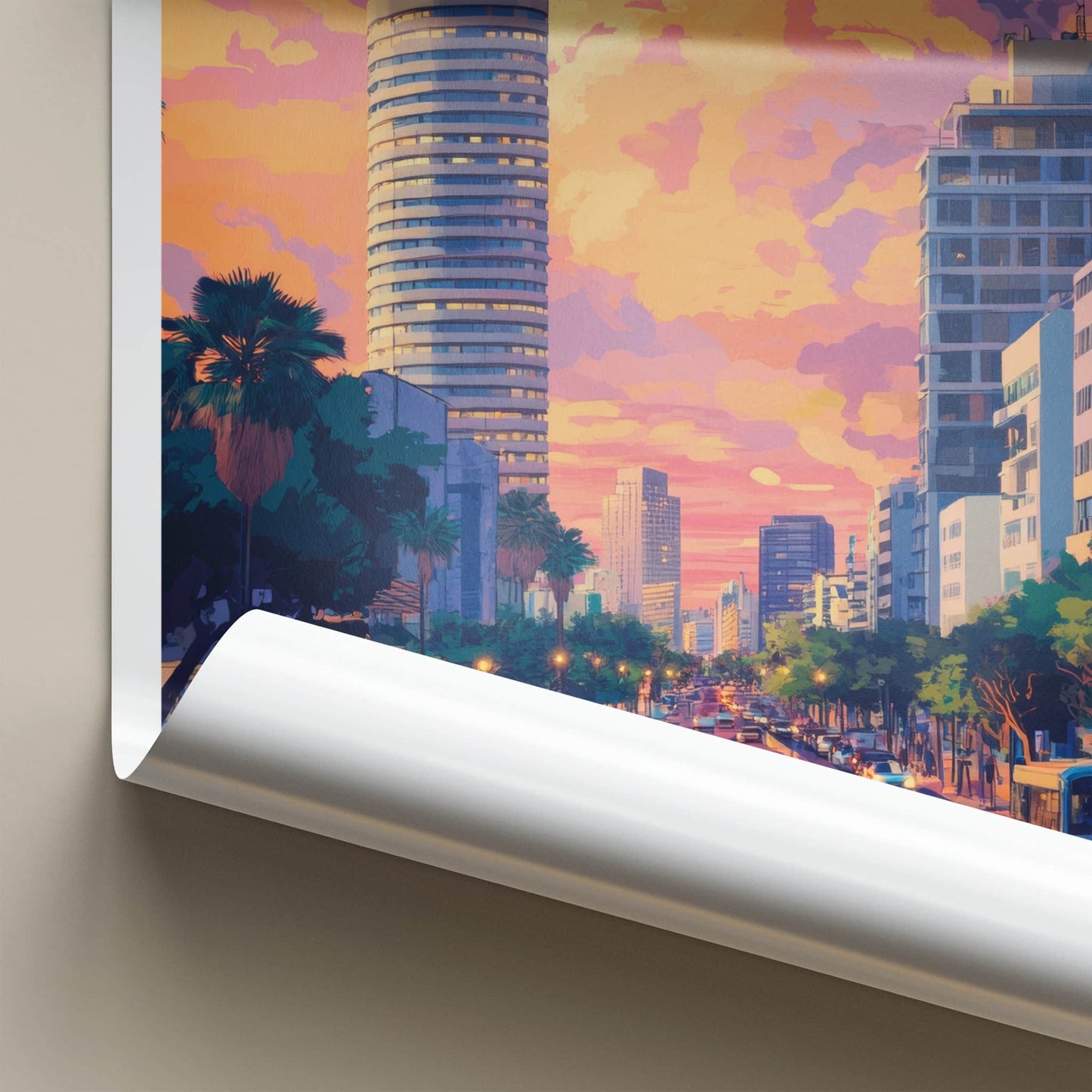 Haifa Poster - Israel Travel Art - Vibrant City Sunset Wall Decor