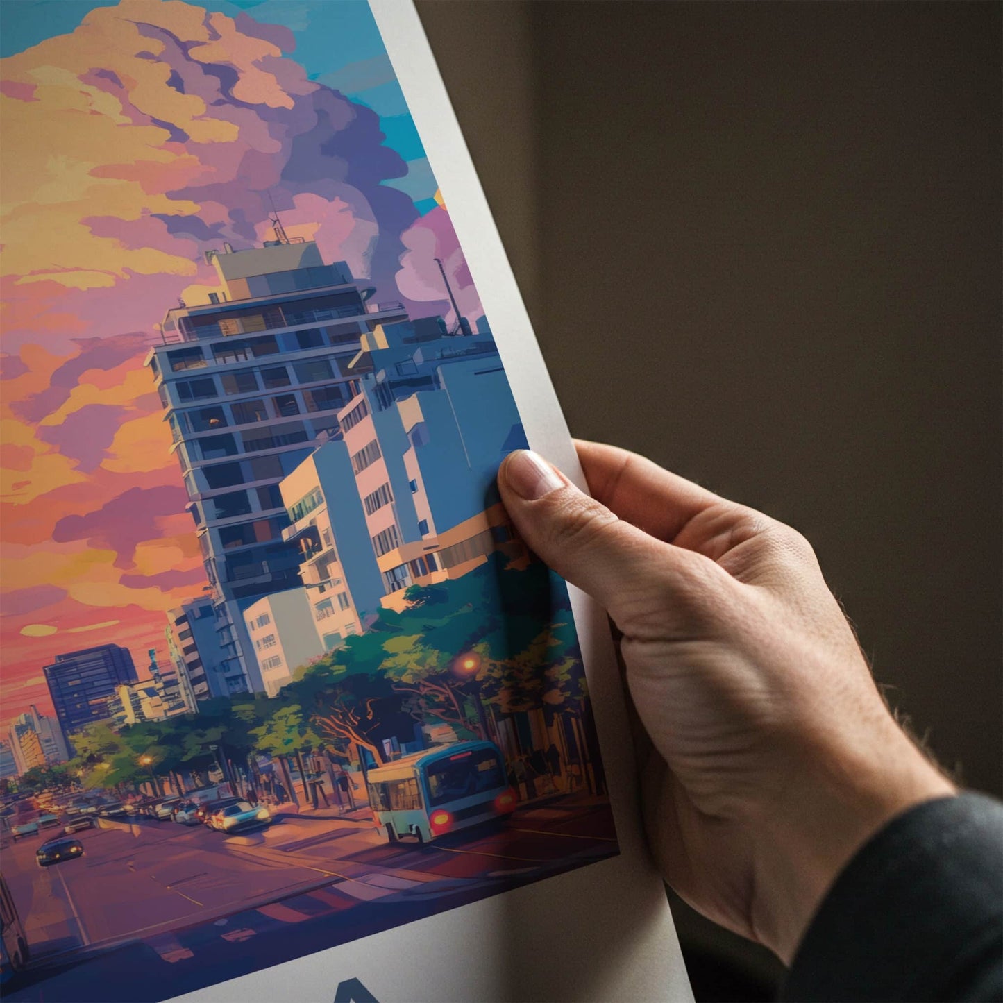 Haifa Poster - Israel Travel Art - Vibrant City Sunset Wall Decor
