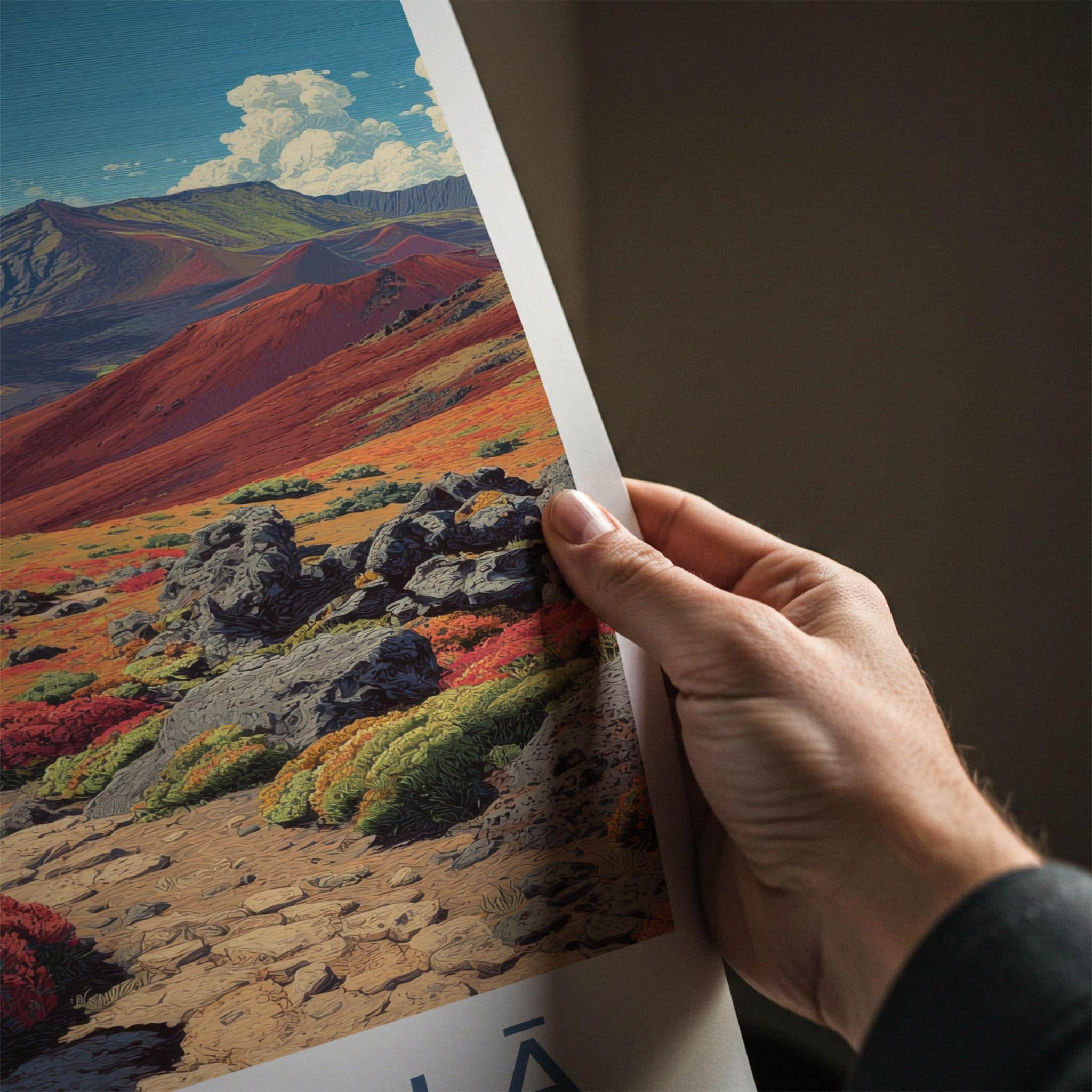 Haleakala Poster - Hawaii Travel Art - Red Volcanic Landscape Home Decor