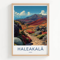 Haleakala Poster - Hawaii Travel Art - Red Volcanic Landscape Home Decor