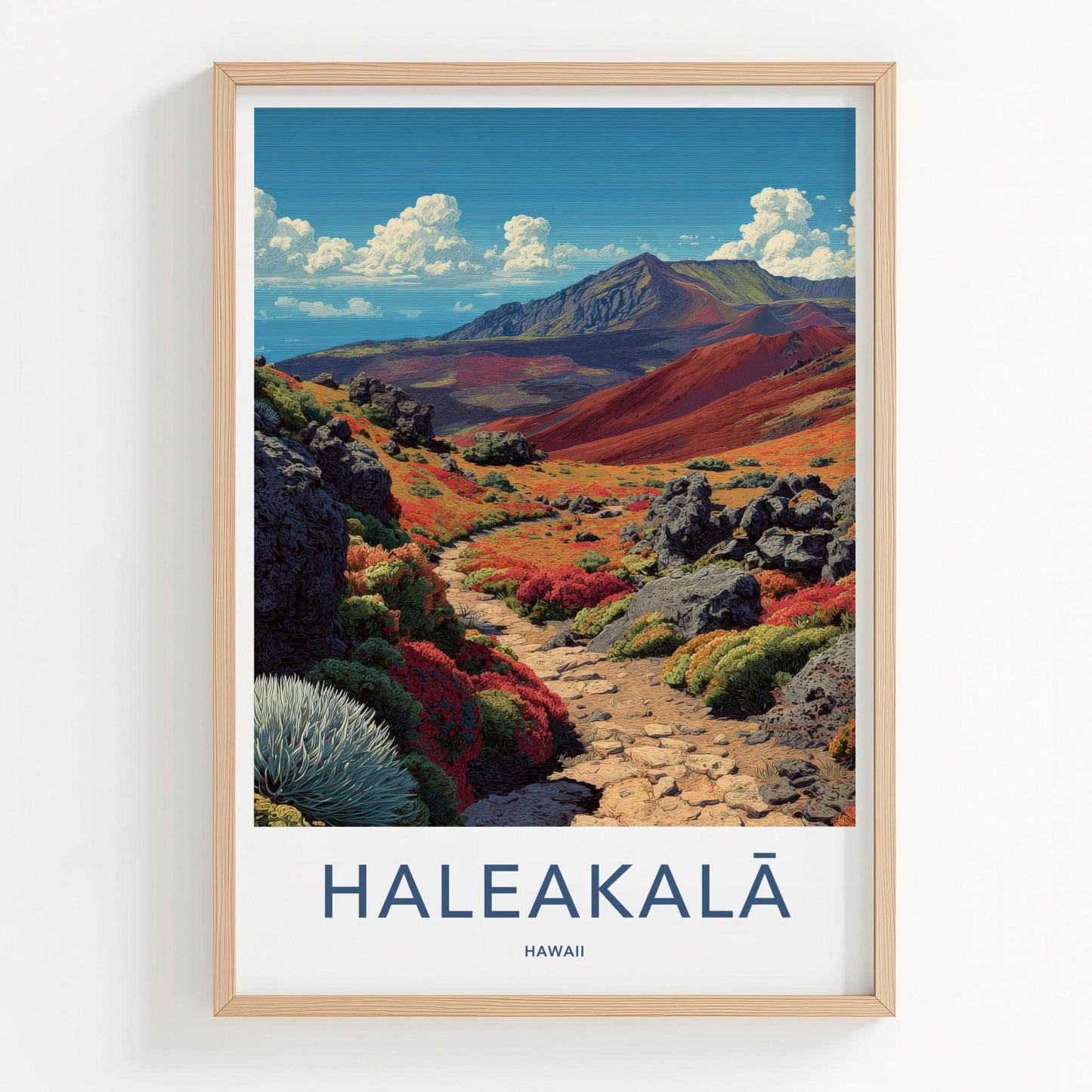 Haleakala Poster - Hawaii Travel Art - Red Volcanic Landscape Home Decor