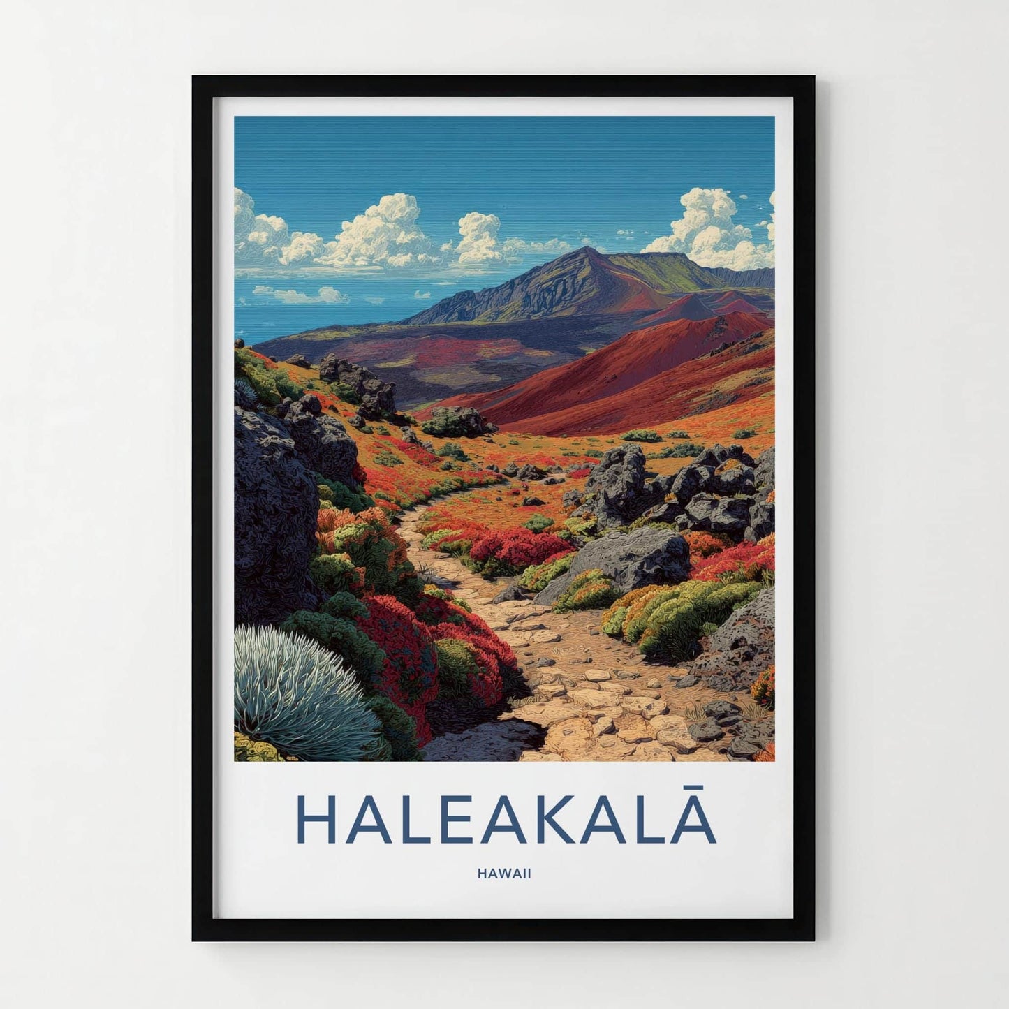 Haleakala Poster - Hawaii Travel Art - Red Volcanic Landscape Home Decor