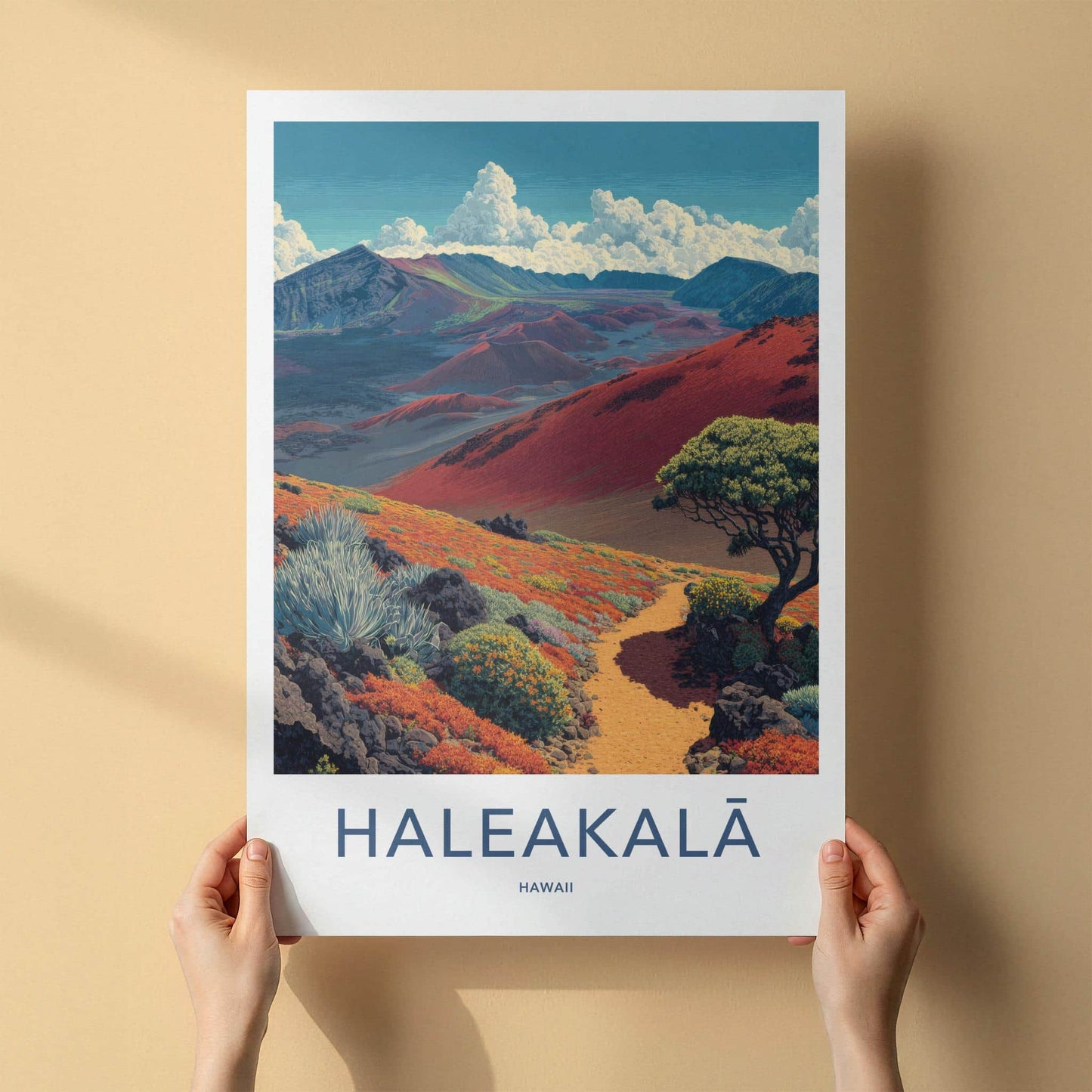 Haleakala Poster - Hawaii Travel Art - Vibrant Volcanic Crater Home Decor