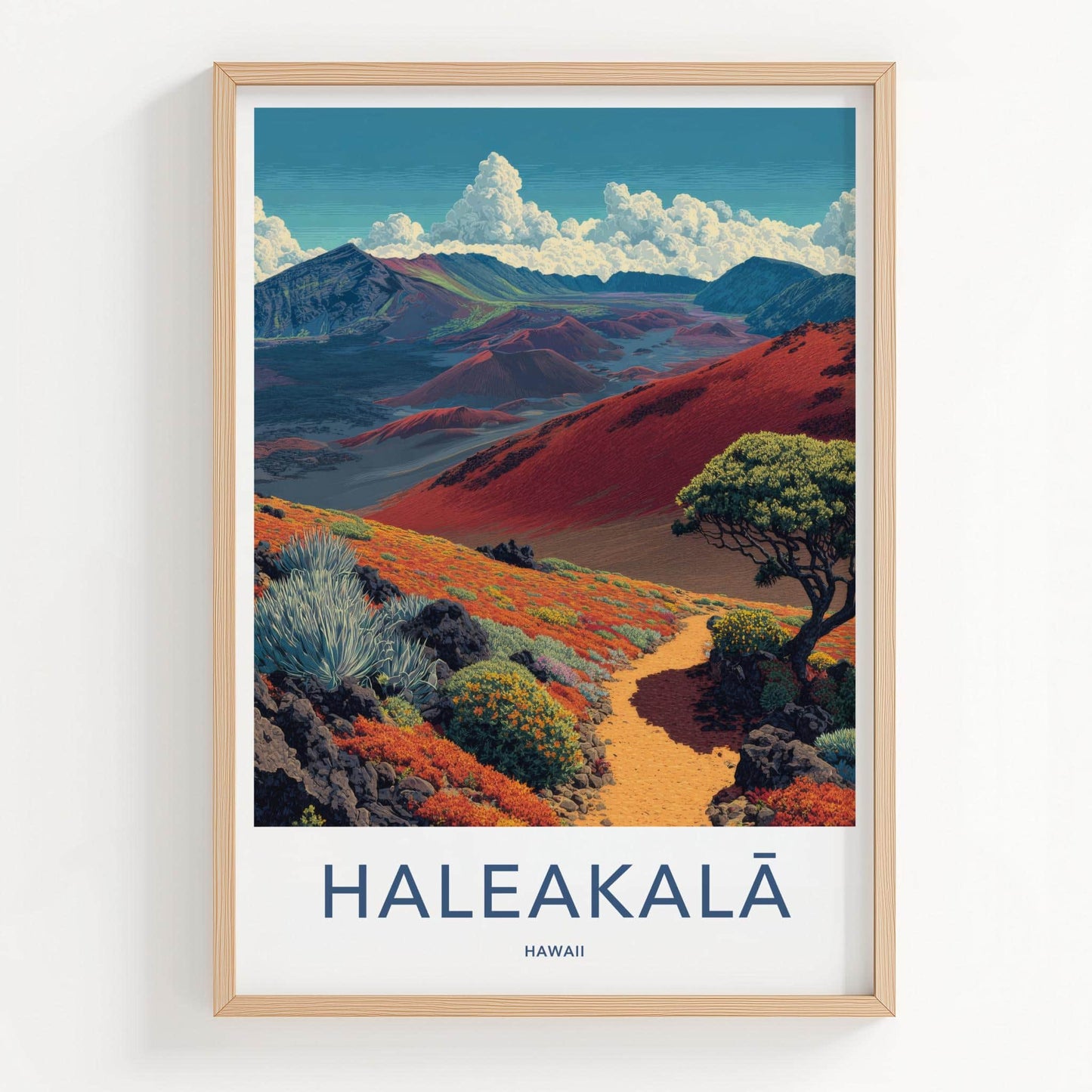 Haleakala Poster - Hawaii Travel Art - Vibrant Volcanic Crater Home Decor
