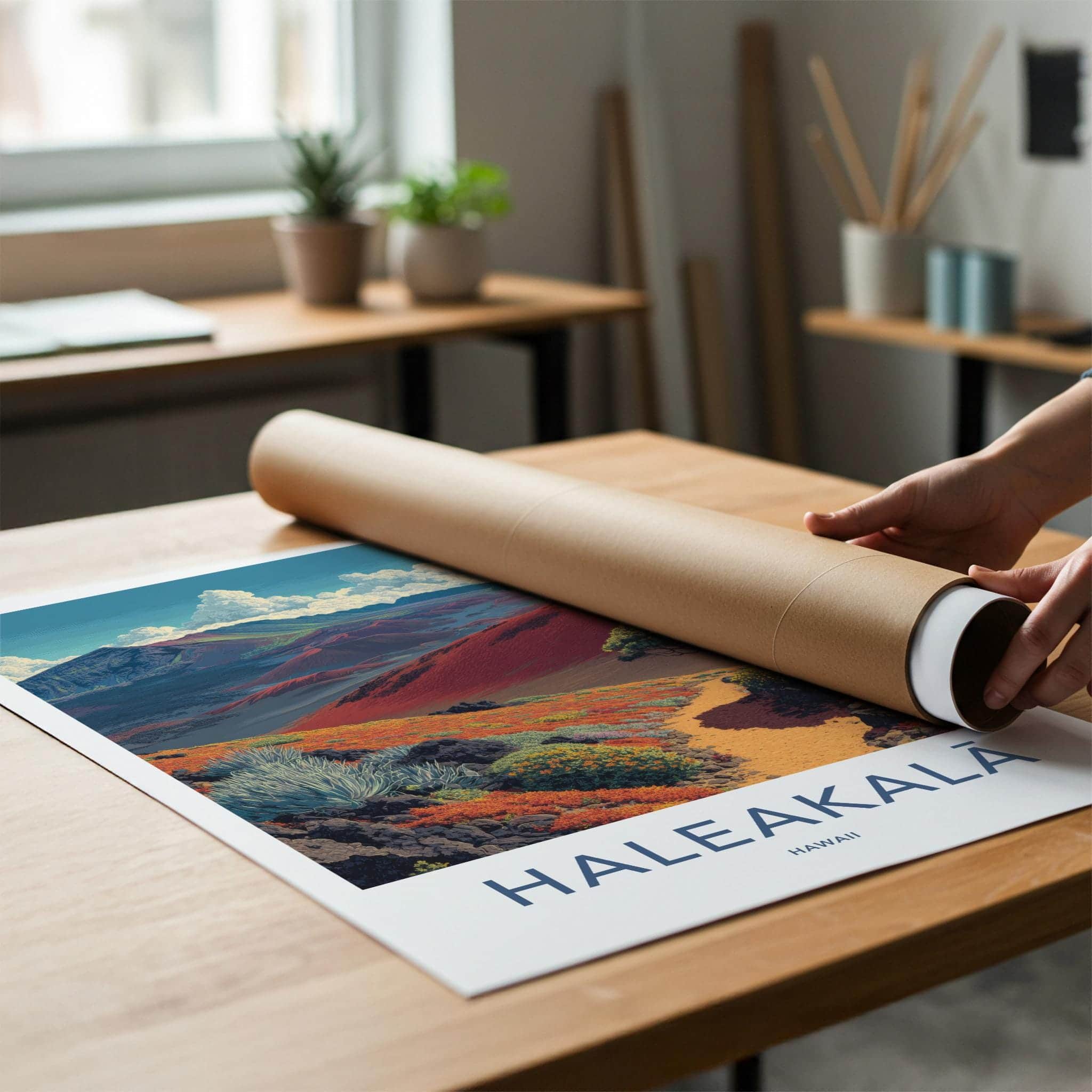 Haleakala Poster - Hawaii Travel Art - Vibrant Volcanic Crater Home Decor