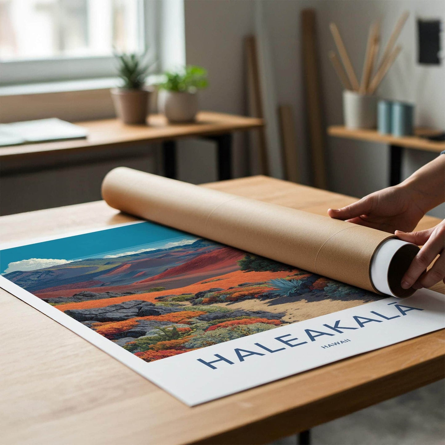Haleakala Poster - Hawaii Travel Art - Vivid Crater Scene Wall Decor