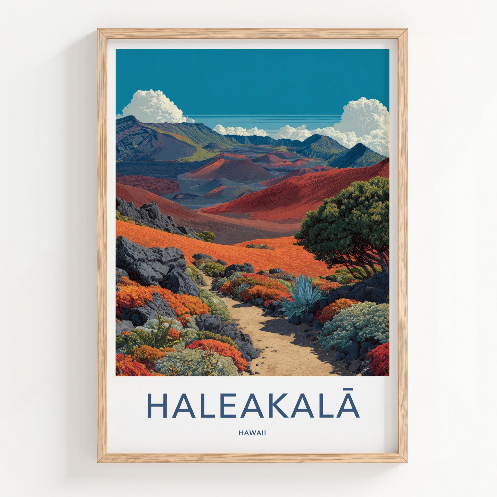 Haleakala Poster - Hawaii Travel Art - Vivid Crater Scene Wall Decor